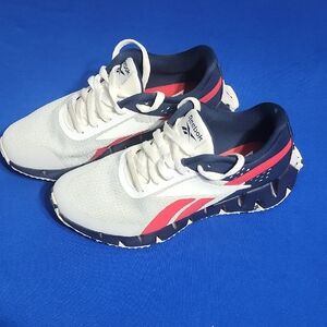 Reebok Kids White and Navy Sneakers with Red Accents